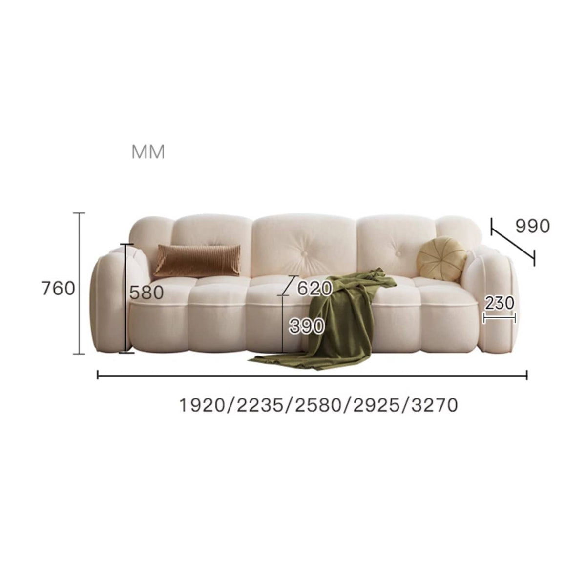 Luxurious Beige Faux Leather Sofa with Solid Wood Frame fbby-1392