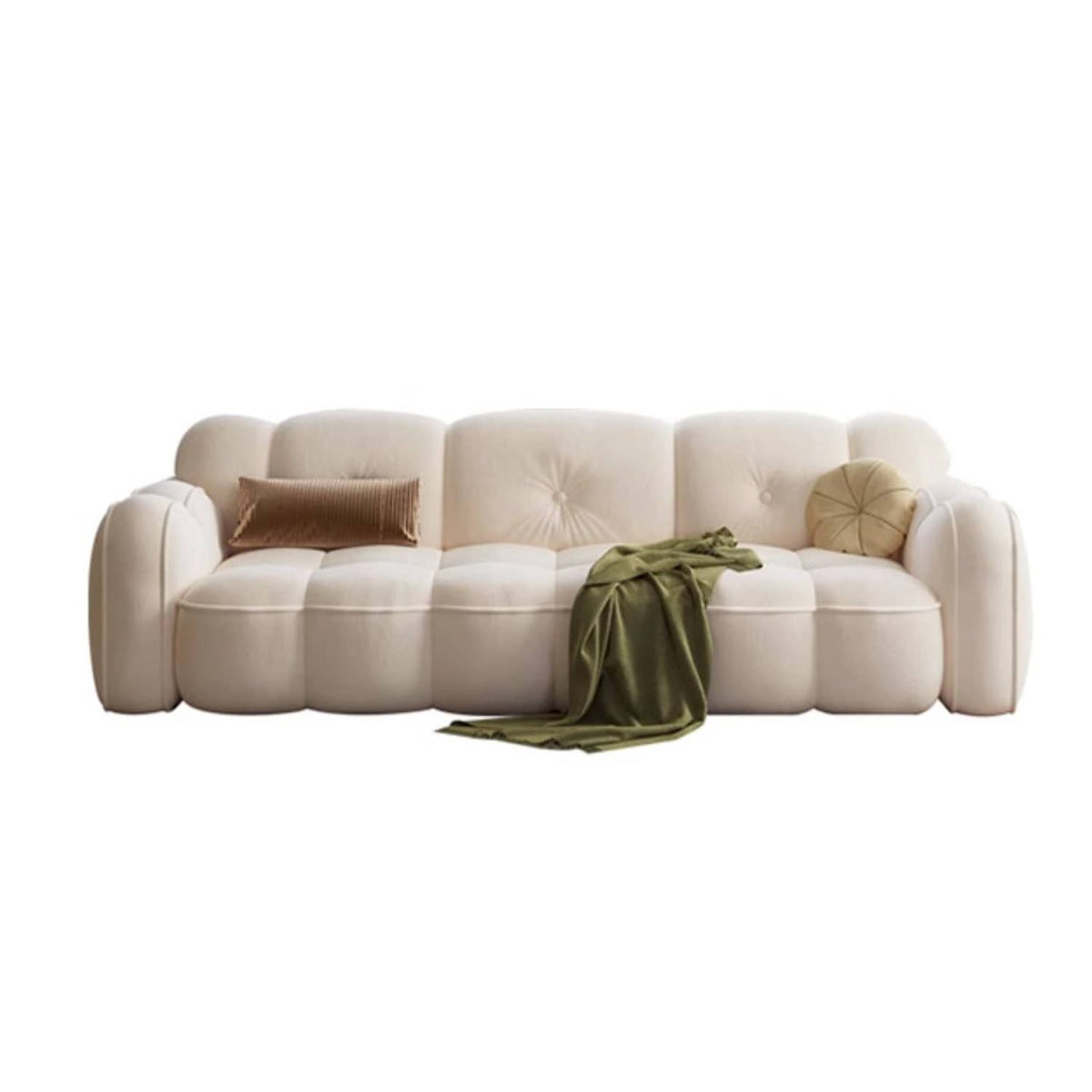 Luxurious Beige Faux Leather Sofa with Solid Wood Frame fbby-1392