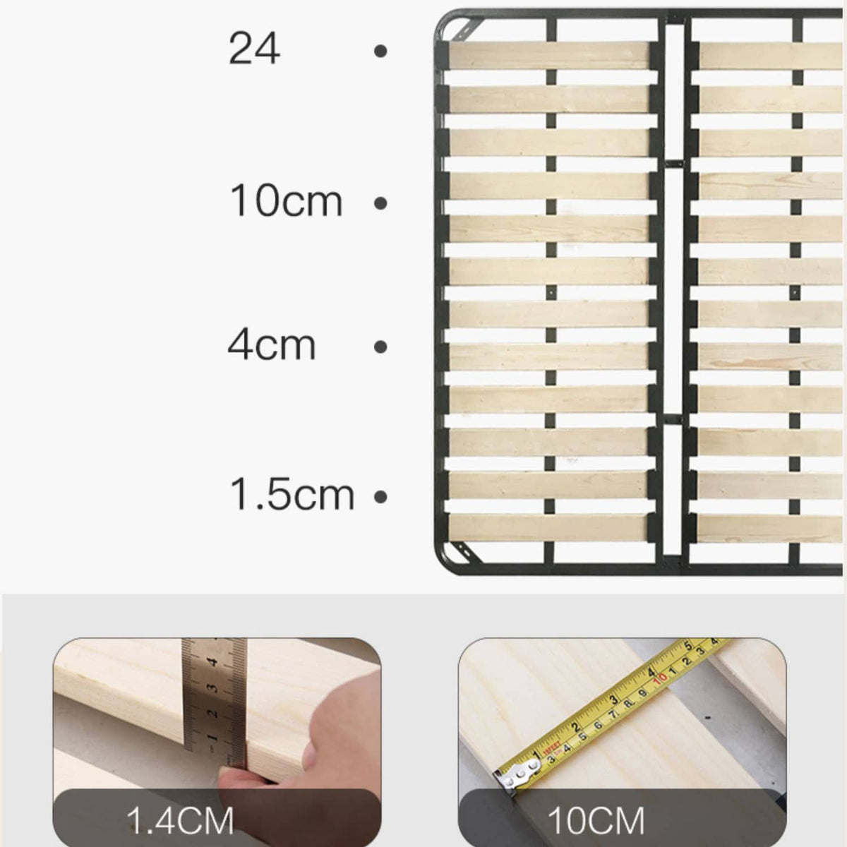 Premium Beige Solid Wood Bed Frame for Ultimate Comfort fbby-1400