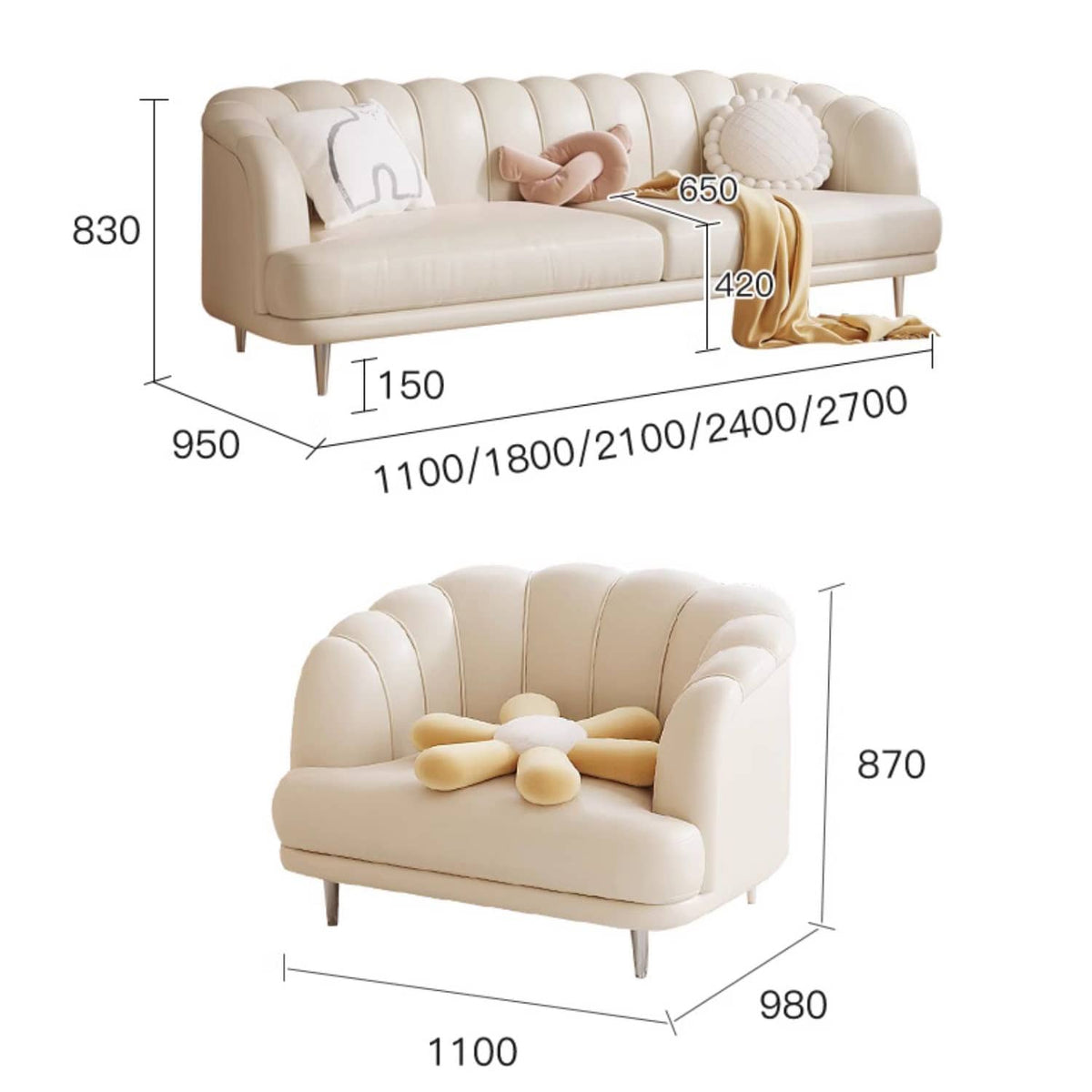 Elegant Solid Wood Sofa in Beige, Gray, and Brown Cotton Fabric - Modern and Comfortable fbby-1401