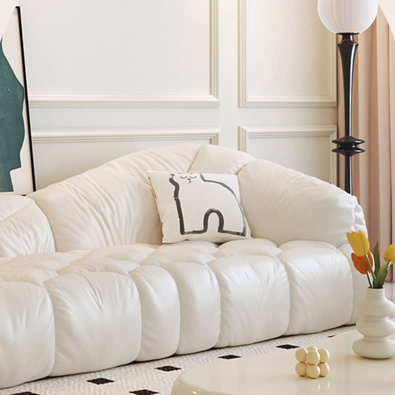 Elegant Beige and Black Sofa with Solid Wood Frame and Faux Leather Accents fbby-1408