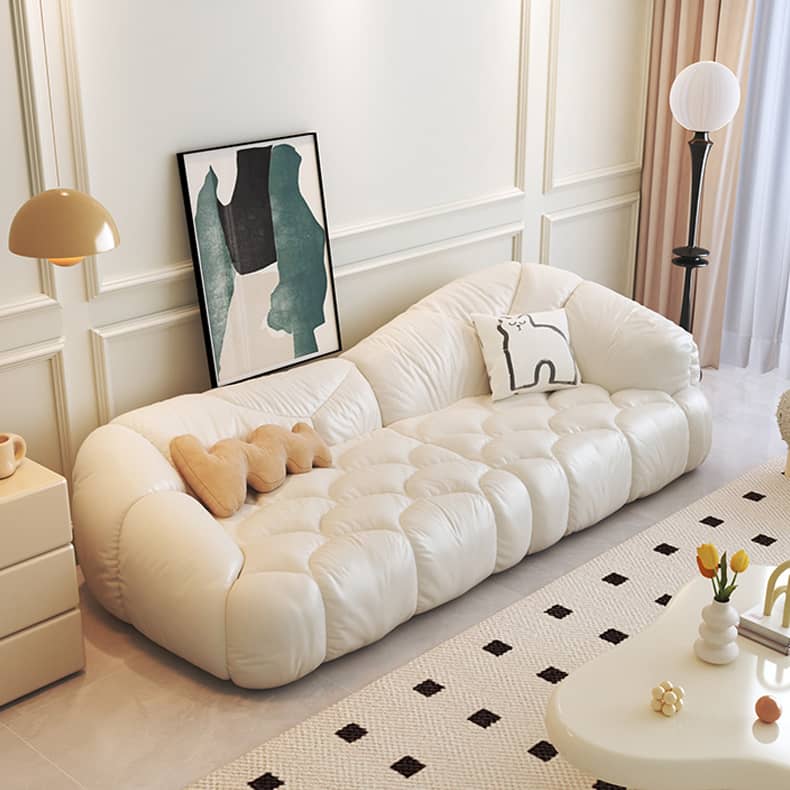 Elegant Beige and Black Sofa with Solid Wood Frame and Faux Leather Accents fbby-1408
