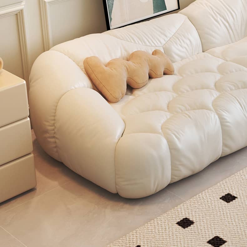 Elegant Beige and Black Sofa with Solid Wood Frame and Faux Leather Accents fbby-1408