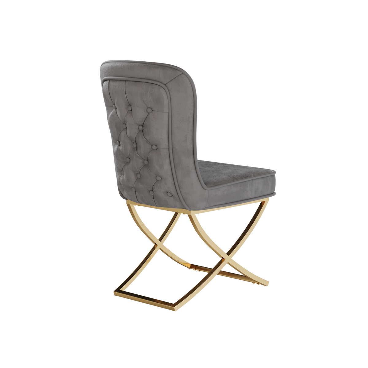 Dining Chair Set of 2, grey velvet Backrest and golden Metal legs.For Modern Kitchen Dining Room Chair for Kitchen Living Modern decorative Leisure chairs Office chairs W1727P195279-djyc