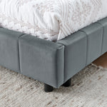 Full Size Upholstered Tufted Bed Frame, Sofa Bed Frame with Comfortable Backrest and Armrests, Full Size Bed for Bedroom, Living Room,Velvet, Grey(80.5''*59''*30.5'') W487S00224-djyc