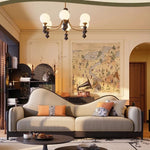 Elegant Ash Wood Pine Sofa with Unique Curved Design and Plush Cushions - Perfect for Modern Living Spaces fbgym-4749