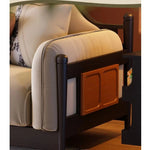 Elegant Ash Wood Pine Sofa with Unique Curved Design and Plush Cushions - Perfect for Modern Living Spaces fbgym-4749
