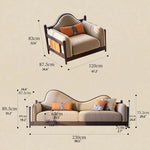Elegant Ash Wood Pine Sofa with Unique Curved Design and Plush Cushions - Perfect for Modern Living Spaces fbgym-4749
