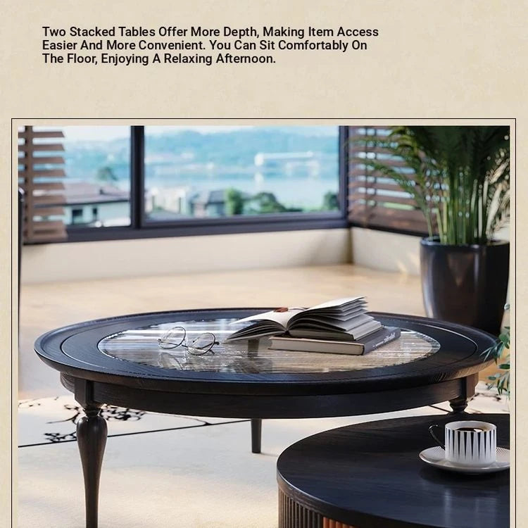 Elegant Ash Wood and Glass Coffee Table Set – Modern Living Room Centerpieces fbgym-4750