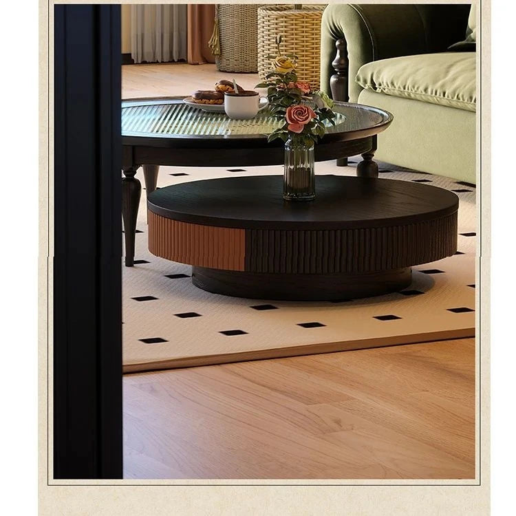 Elegant Ash Wood and Glass Coffee Table Set – Modern Living Room Centerpieces fbgym-4750