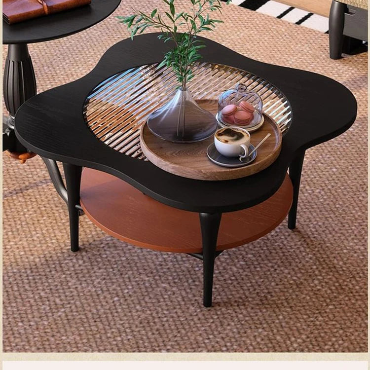 Stylish Ash Wood and Glass Coffee Table with Rounded Corners – Perfect for Modern Living Spaces fbgym-4752