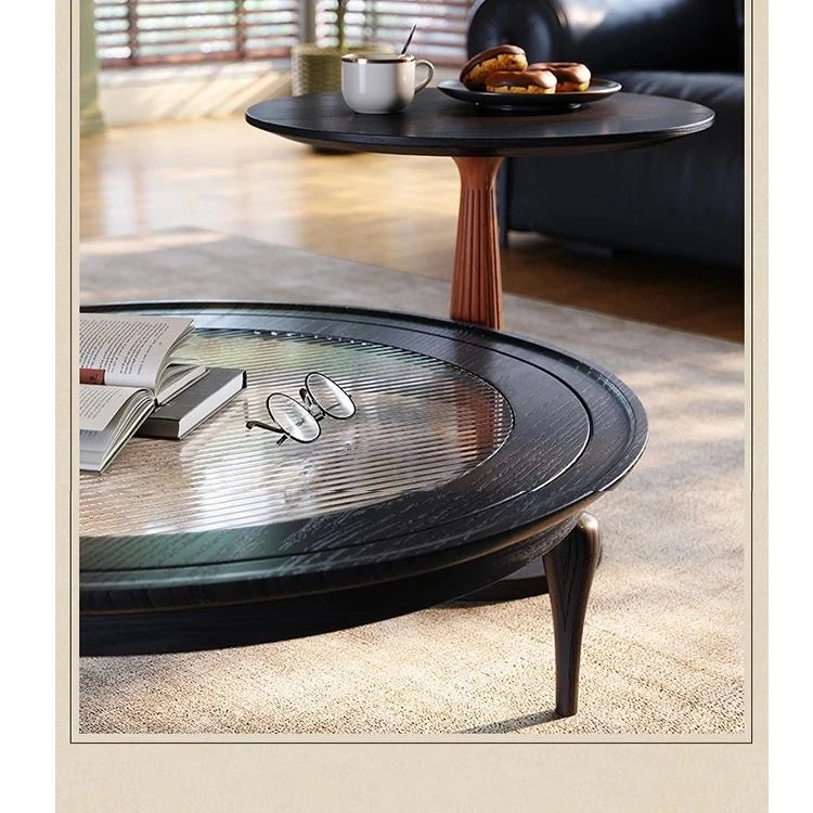Elegant Ash Wood and Glass Coffee Table - Timeless Design for Modern Living Rooms fbgym-4753