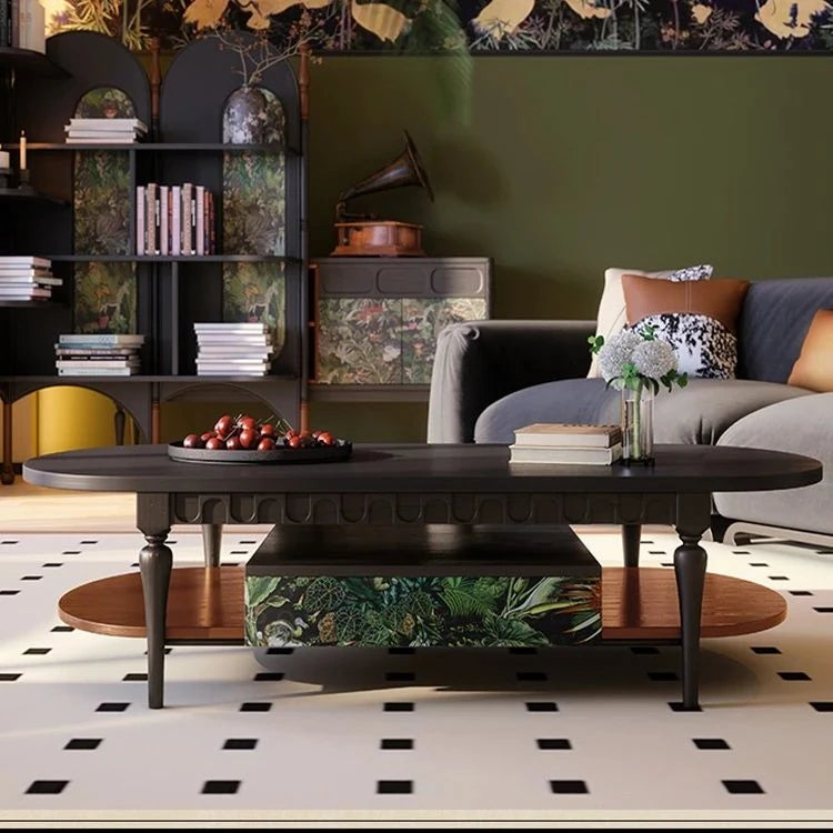 Stylish Ash Wood Coffee Table – Modern Design for Living Room and Workspace – Oval Shape, Perfect for Small Spaces – Easy to Assemble and Elegant Finish fbgym-4754