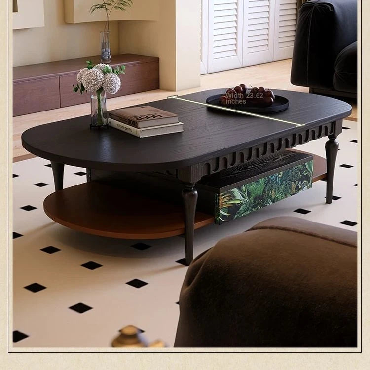 Stylish Ash Wood Coffee Table – Modern Design for Living Room and Workspace – Oval Shape, Perfect for Small Spaces – Easy to Assemble and Elegant Finish fbgym-4754