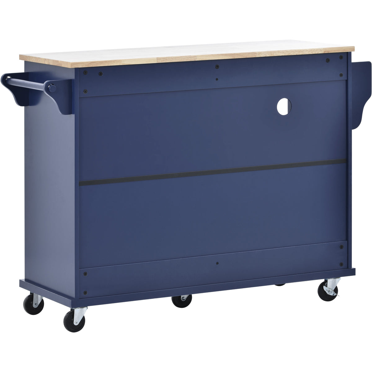 Kitchen Island Cart with Storage Cabinet and Two Locking Wheels,Solid wood desktop,Microwave cabinet,Floor Standing Buffet Server Sideboard for Kitchen Room,Dining Room,, Bathroom(Dark blue) WF296670AAN-djyc