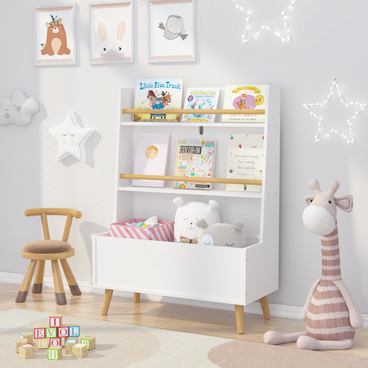 Kids Bookshelf, Book and MagazineRack, Book Organizer, toy Storage Cabinet Organizer, White W808127562-djyc