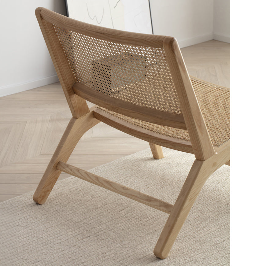 Stylish Ash Wood & Rattan Chair - Natural Wood Accent fcf-1469