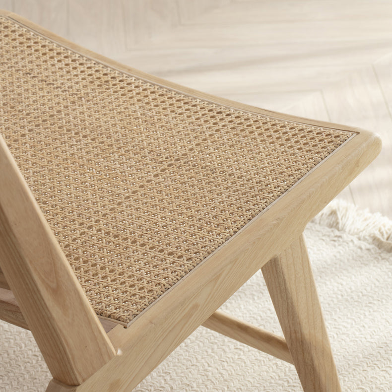 Stylish Ash Wood & Rattan Chair - Natural Wood Accent fcf-1469