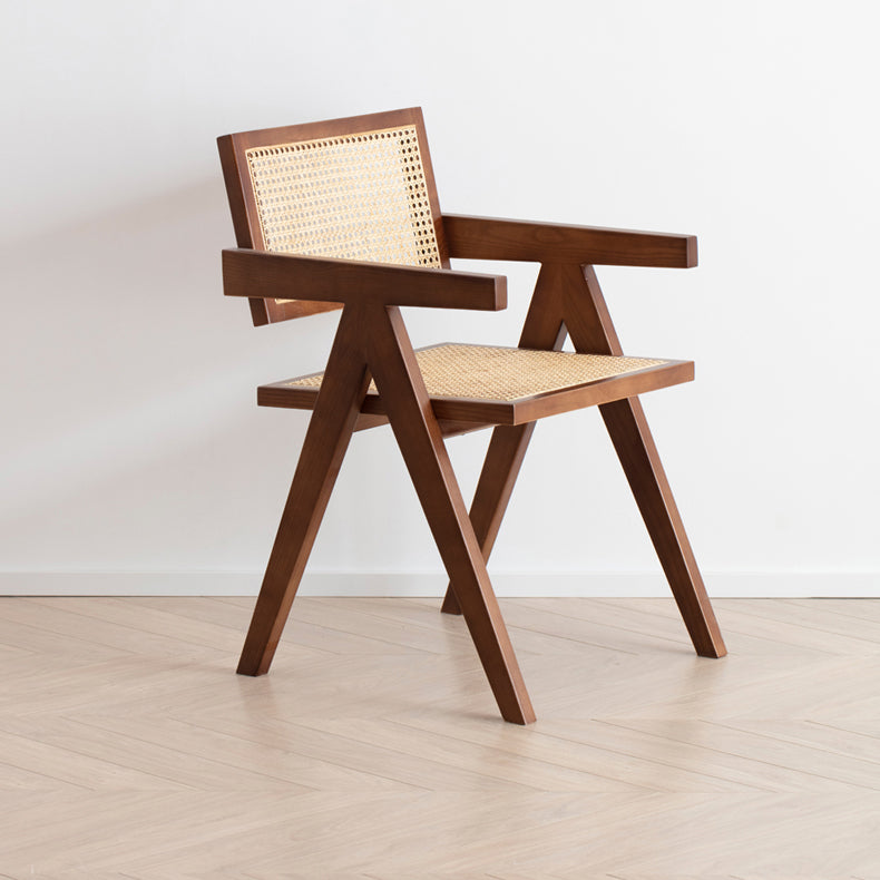 Elegant Brown Rattan Chair in Natural Ash Wood Finish fcf-1471