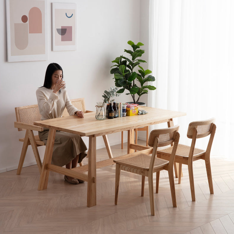 Elegant Brown Rattan Chair in Natural Ash Wood Finish fcf-1471