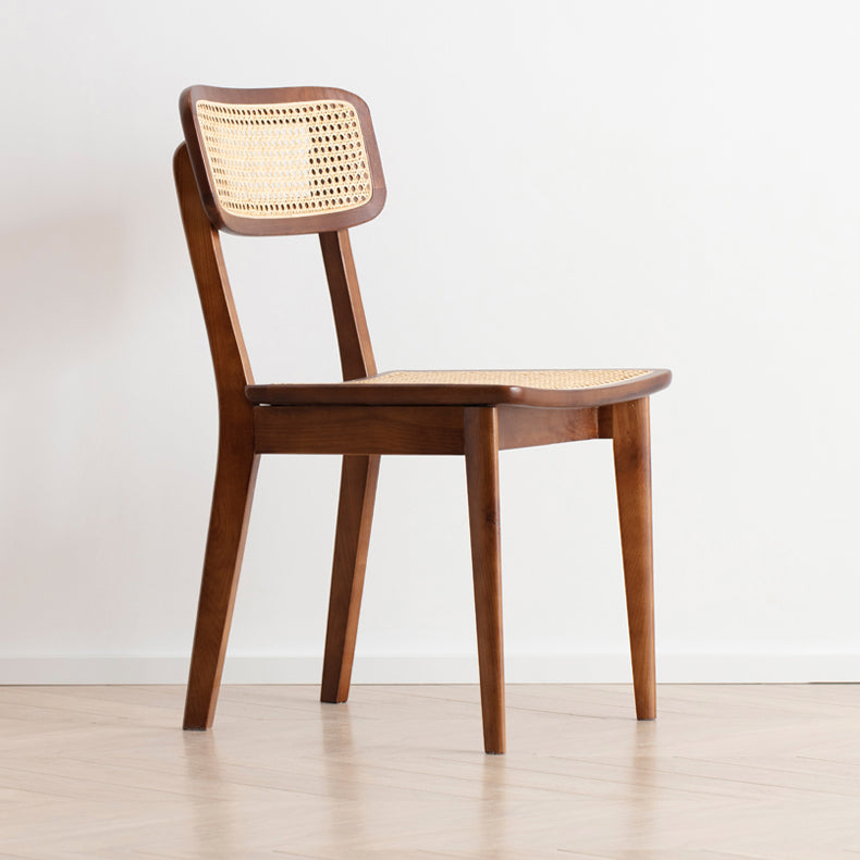 Elegant Brown Ash Wood Chair with Stylish Rattan Accents fcf-1472