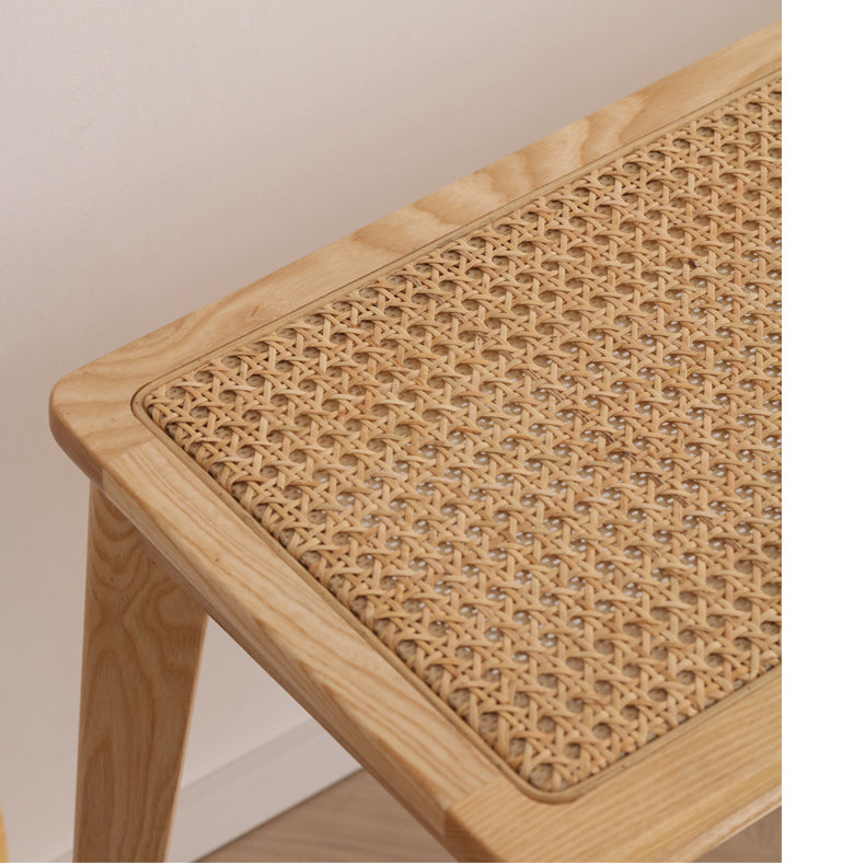 Natural Brown Ash Wood Stool with Rattan Seat fcf-1473