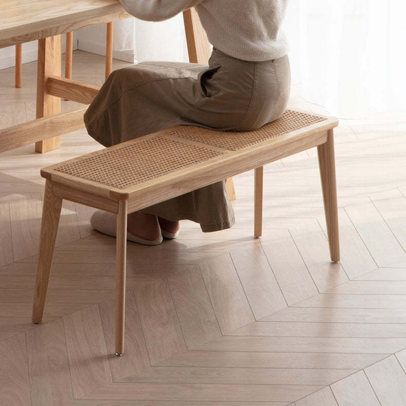 Natural Brown Ash Wood Stool with Rattan Seat fcf-1473