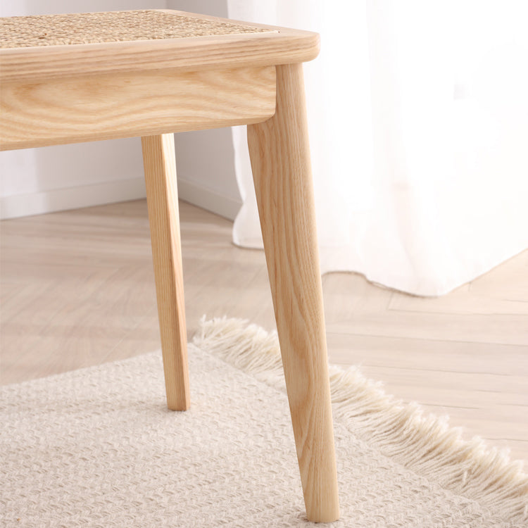 Crafted Ash Wood & Rattan Stool - Premium Natural Finish fcf-1475