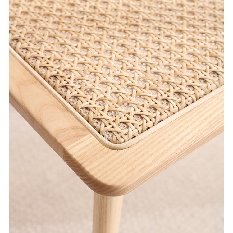 Crafted Ash Wood & Rattan Stool - Premium Natural Finish fcf-1475