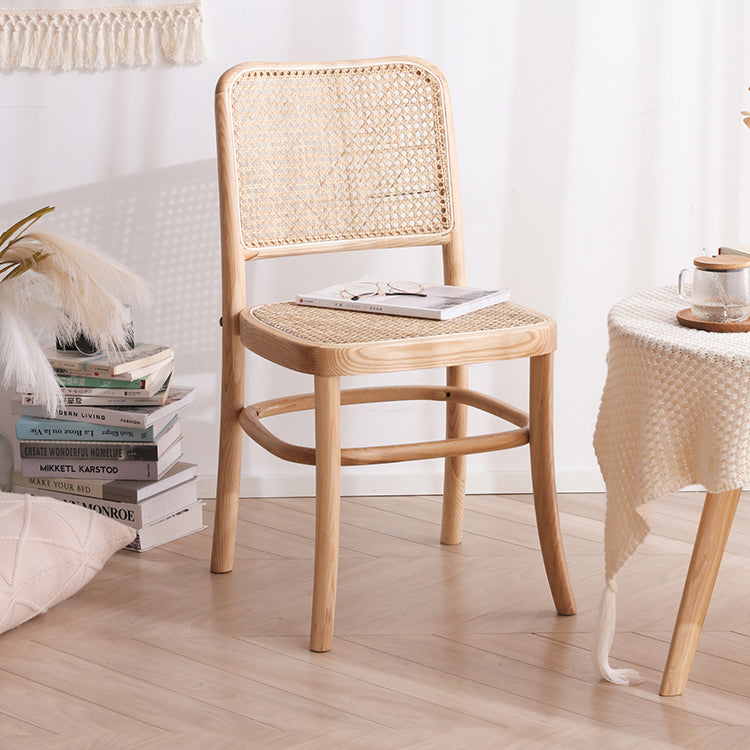 Elegant Natural Ash Wood Chair with Stylish Rattan Detailing fcf-1476