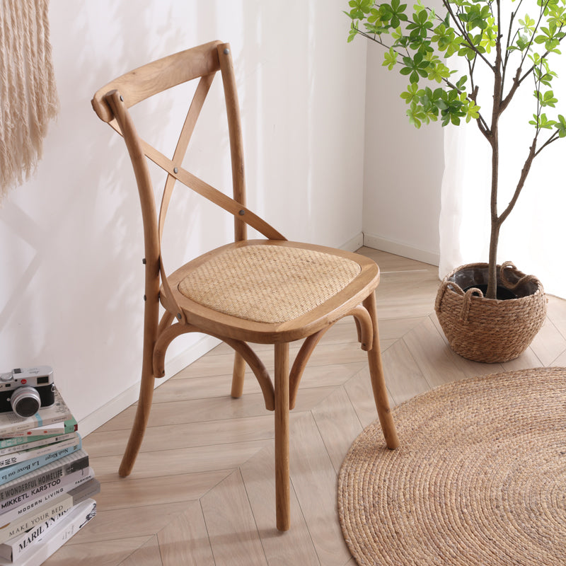 Stylish Beech Wood and Rattan Chair - Natural Elegance for Your Home fcf-1483