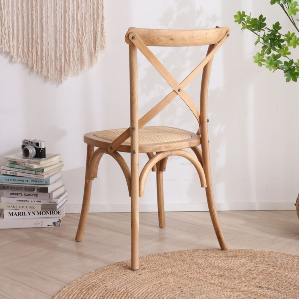 Stylish Beech Wood and Rattan Chair - Natural Elegance for Your Home fcf-1483