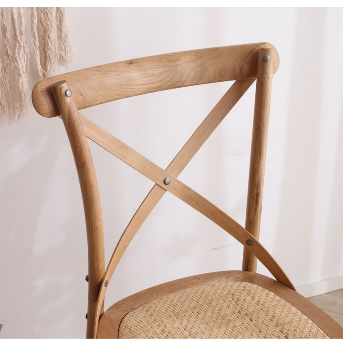 Stylish Beech Wood and Rattan Chair - Natural Elegance for Your Home fcf-1483