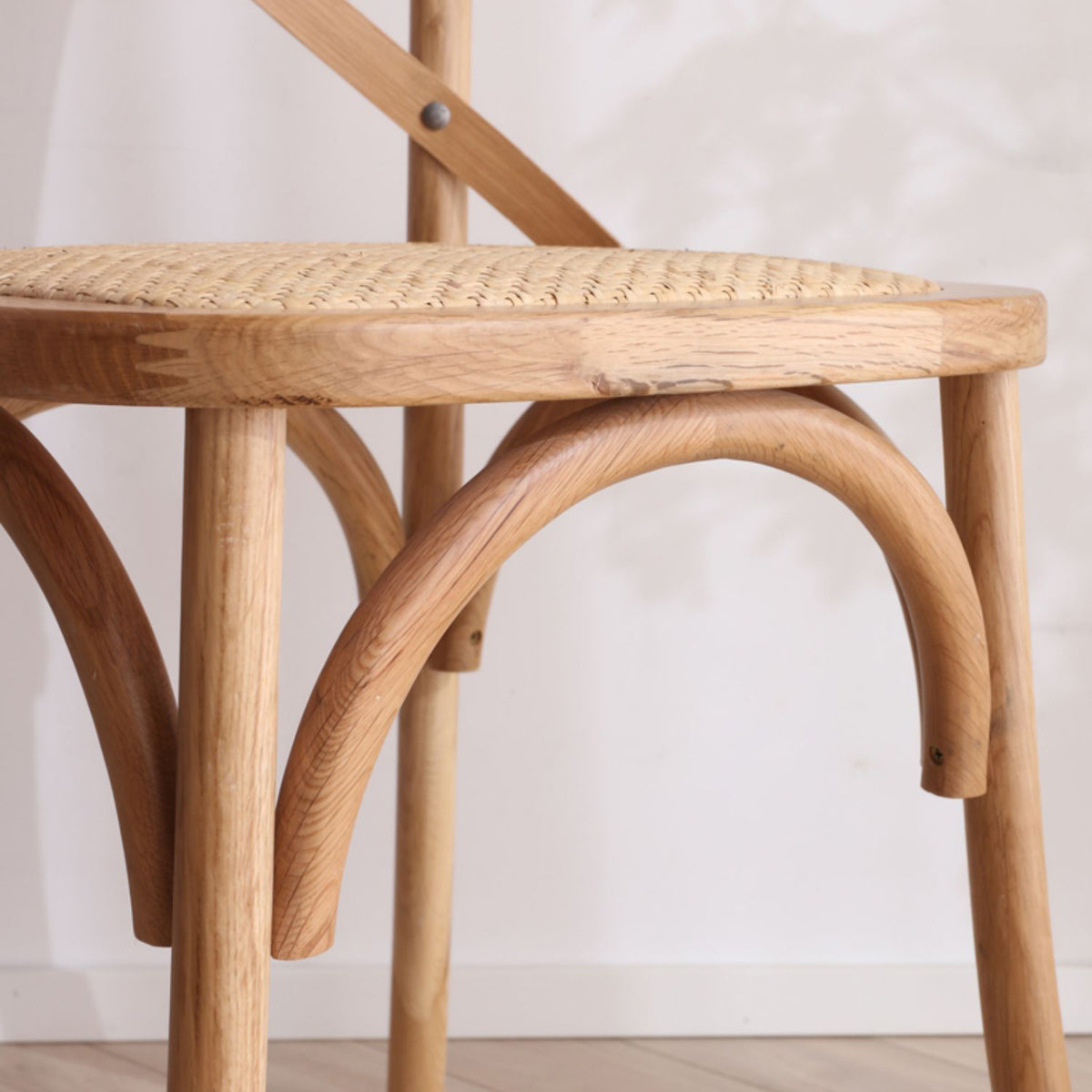 Stylish Beech Wood and Rattan Chair - Natural Elegance for Your Home fcf-1483