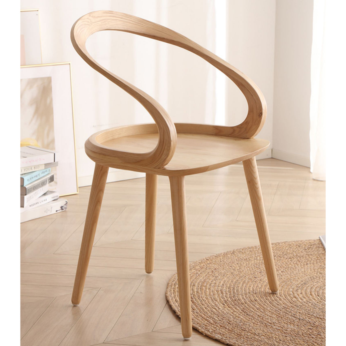Elegant Natural Wood Chair in Classic Brown and Black Ash Finish fcf-1486