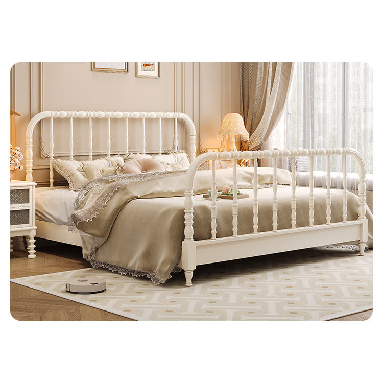 Elegant Solid Wood Bed Frame in White and Golden Ash Finish – Premium Pine Wood Construction fcf-281