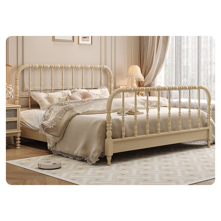 Elegant Solid Wood Bed Frame in White and Golden Ash Finish – Premium Pine Wood Construction fcf-281