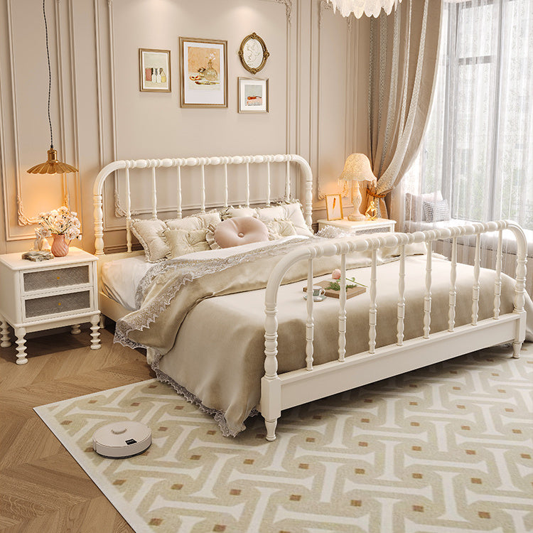 Elegant Solid Wood Bed Frame in White and Golden Ash Finish – Premium Pine Wood Construction fcf-281