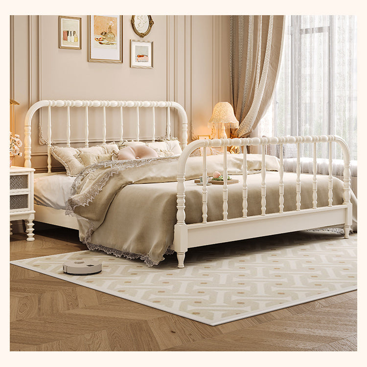 Elegant Solid Wood Bed Frame in White and Golden Ash Finish – Premium Pine Wood Construction fcf-281