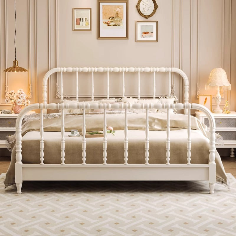 Elegant Solid Wood Bed Frame in White and Golden Ash Finish – Premium Pine Wood Construction fcf-281