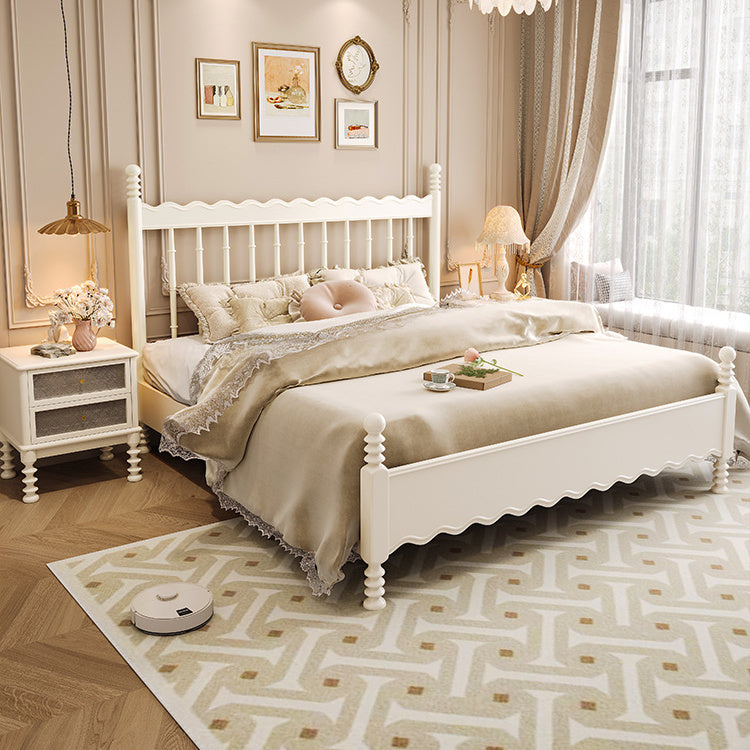 Elegant White and Gold Sleigh Bed - Luxurious Solid Wood Design fcf-285