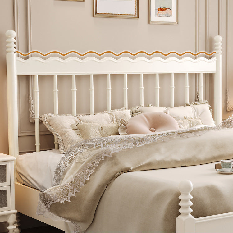 Elegant White and Gold Sleigh Bed - Luxurious Solid Wood Design fcf-285