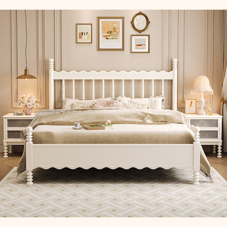 Elegant White and Gold Sleigh Bed - Luxurious Solid Wood Design fcf-285