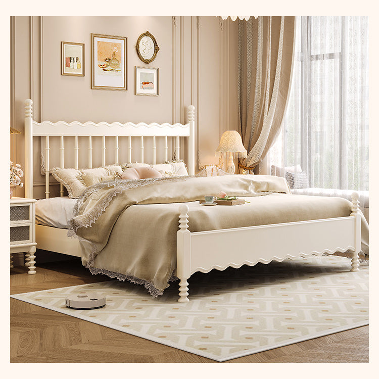 Elegant White and Gold Sleigh Bed - Luxurious Solid Wood Design fcf-285