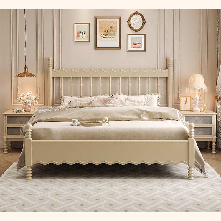 Elegant White and Gold Sleigh Bed - Luxurious Solid Wood Design fcf-285