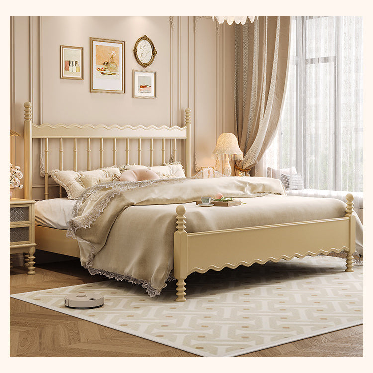 Elegant White and Gold Sleigh Bed - Luxurious Solid Wood Design fcf-285