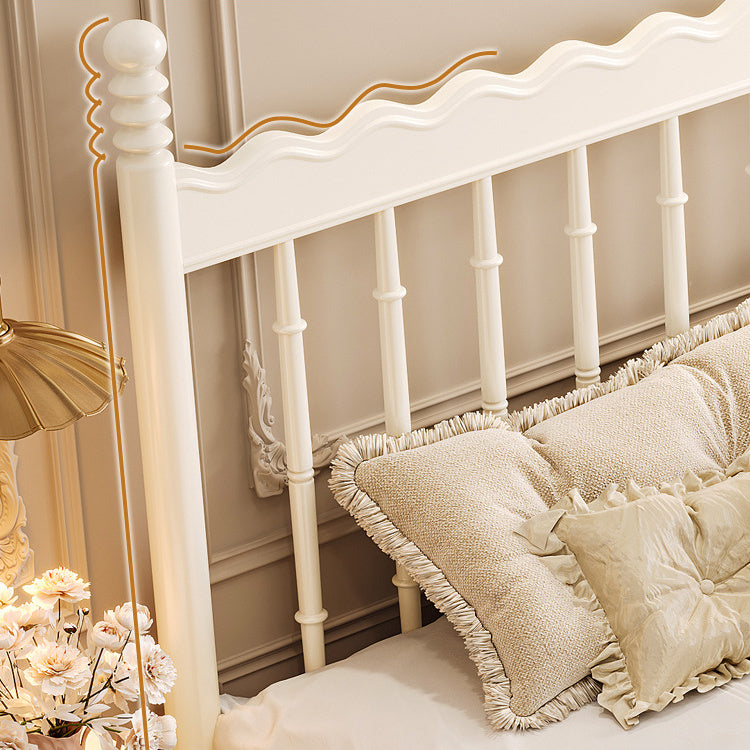 Elegant White and Gold Sleigh Bed - Luxurious Solid Wood Design fcf-285