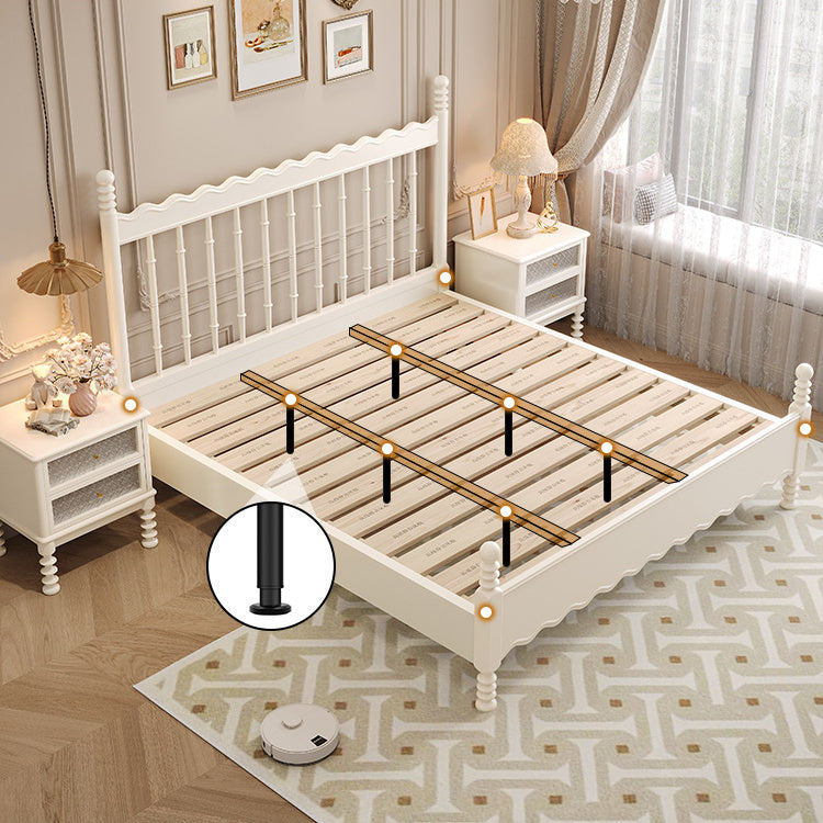 Elegant White and Gold Sleigh Bed - Luxurious Solid Wood Design fcf-285