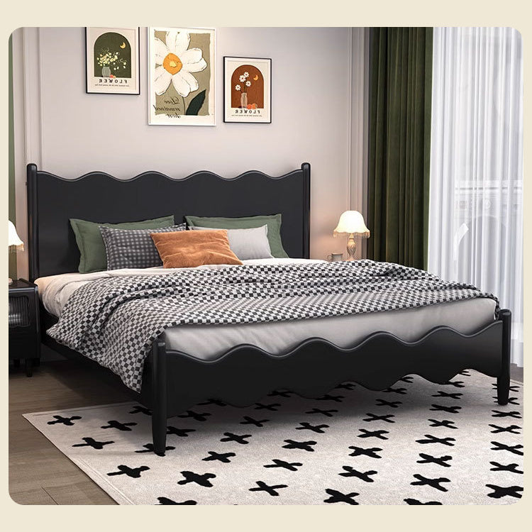 Stylish Solid Wood Bed Frame - Pine & Rubber Wood with Black and White Finishes fcf-289