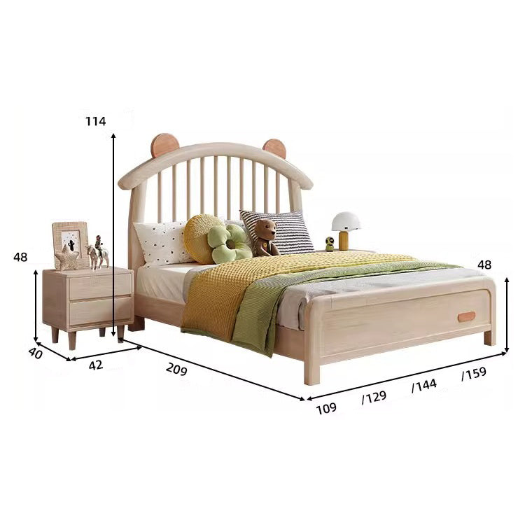 Elegant Dark Beige & White Solid Wood Bed - Modern Bedroom Essential fcf-292